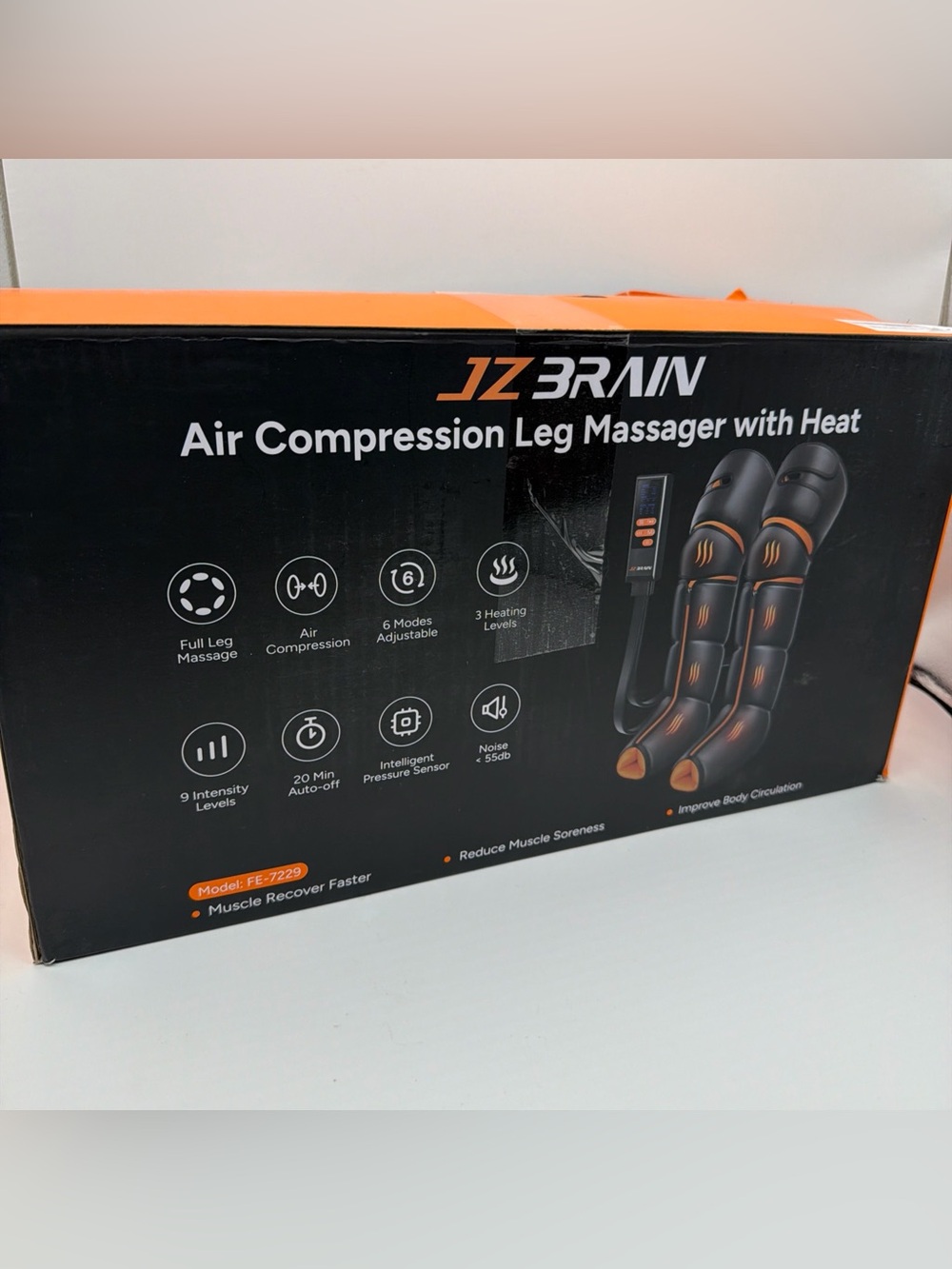 JZ Brain Black Air Compression Leg Massager with Heat